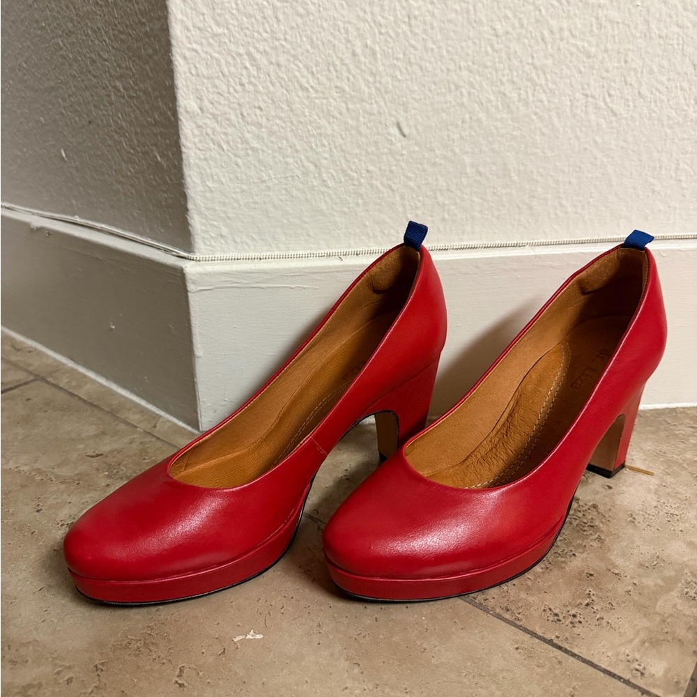 Dr. Liza Red Leather Heels